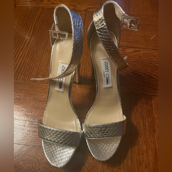 Jimmy Choo Gold Platform Sandals - Picture 1 of 3